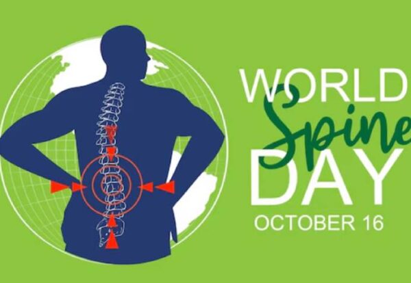 Illustration showing spine awareness on World Spine Day promoting spinal health and posture care.