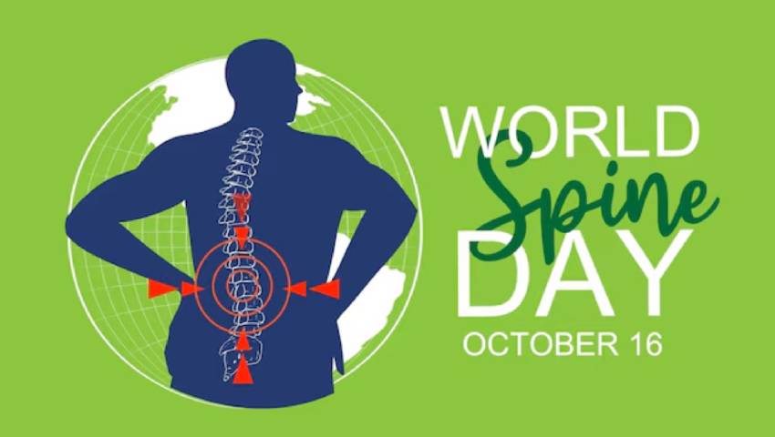 Illustration showing spine awareness on World Spine Day promoting spinal health and posture care.